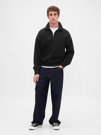 Pullover oversize pesante con cerniera a un quarto