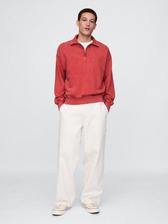 Pullover oversize pesante con cerniera a un quarto