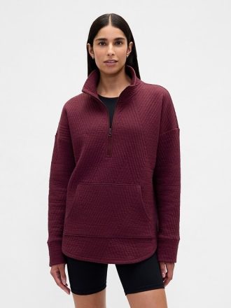 Pullover trapuntato jacquard con mezza zip GapFit
