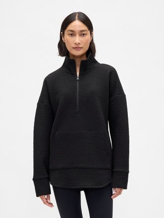 Pullover trapuntato jacquard con mezza zip GapFit