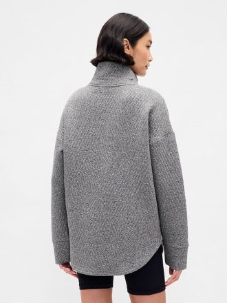 Pullover trapuntato jacquard con mezza zip GapFit