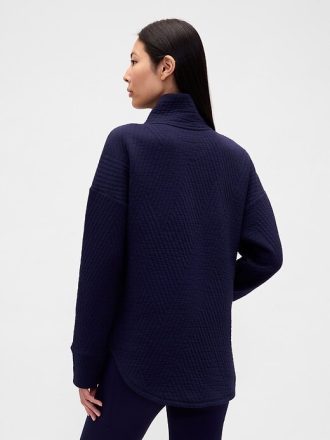 Pullover trapuntato jacquard con mezza zip GapFit