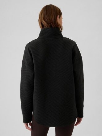 Pullover trapuntato jacquard con mezza zip GapFit