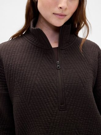 Pullover trapuntato jacquard con mezza zip GapFit