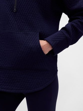 Pullover trapuntato jacquard con mezza zip GapFit