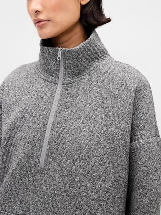 Pullover trapuntato jacquard con mezza zip GapFit