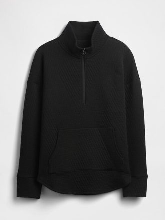 Pullover trapuntato jacquard con mezza zip GapFit