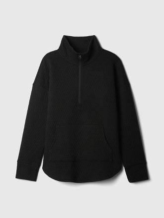 Pullover trapuntato jacquard con mezza zip GapFit