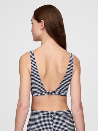 Reggiseno bikini incrociato in seersucker e vichy