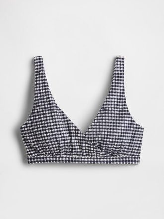 Reggiseno bikini incrociato in seersucker e vichy