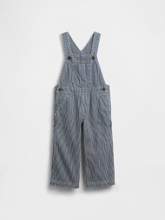 Salopette larga a righe in denim per neonati e bambini