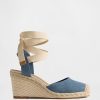 Sandali con zeppa in denim stile espadrillas Sandali con zeppa in denim stile espadrillas