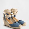 Sandali con zeppa in denim stile espadrillas Sandali con zeppa in denim stile espadrillas