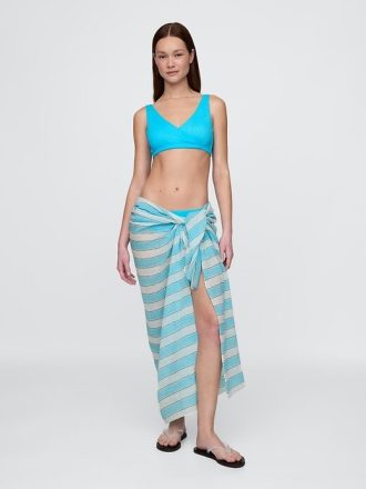 Sarong a righe in lino e cotone