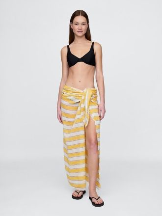 Sarong a righe in lino e cotone