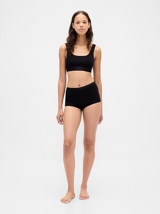 Shorty a vita alta in cotone elasticizzato biologico Shorty a vita alta in cotone elasticizzato biologico