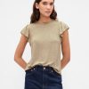 T-shirt con maniche a palloncino in misto lino T-shirt con maniche a palloncino in misto lino