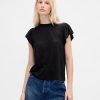 T-shirt con maniche a palloncino in misto lino T-shirt con maniche a palloncino in misto lino