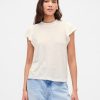 T-shirt con maniche a palloncino in misto lino T-shirt con maniche a palloncino in misto lino