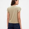 T-shirt con maniche a palloncino in misto lino T-shirt con maniche a palloncino in misto lino