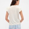 T-shirt con maniche a palloncino in misto lino T-shirt con maniche a palloncino in misto lino