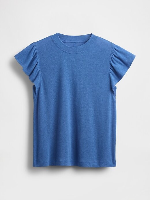 T-shirt con maniche a palloncino in misto lino T-shirt con maniche a palloncino in misto lino