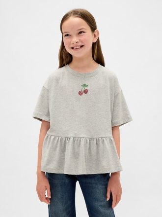 T-shirt con peplo grafico per bambini