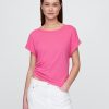 T-shirt con risvolto in misto lino