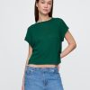 T-shirt con risvolto in misto lino T-shirt con risvolto in misto lino
