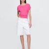 T-shirt con risvolto in misto lino
