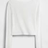 T-shirt corta con scollo a barca in misto lino T-shirt corta con scollo a barca in misto lino