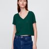 T-shirt corta con scollo a V in misto lino T-shirt corta con scollo a V in misto lino