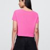 T-shirt corta con scollo a V in misto lino T-shirt corta con scollo a V in misto lino