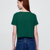 T-shirt corta con scollo a V in misto lino T-shirt corta con scollo a V in misto lino