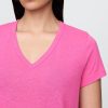 T-shirt corta con scollo a V in misto lino T-shirt corta con scollo a V in misto lino