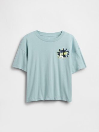 T-shirt grafica oversize con paillettes flippy per bambini