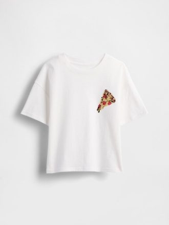 T-shirt grafica oversize con paillettes flippy per bambini