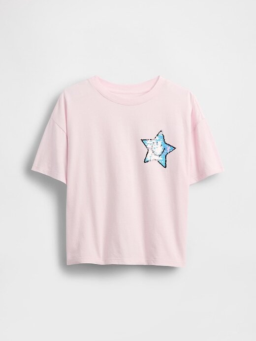 T-shirt grafica oversize con paillettes flippy per bambini T-shirt grafica oversize con paillettes flippy per bambini