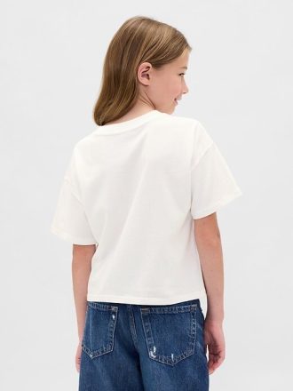 T-shirt grafica oversize con paillettes flippy per bambini