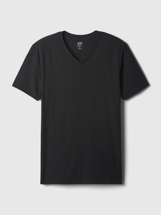T-shirt in jersey di cotone con scollo a V