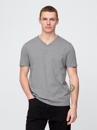 T-shirt in jersey di cotone con scollo a V