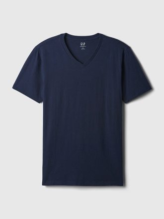 T-shirt in jersey di cotone con scollo a V