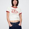 T-shirt rimpicciolita con grafica in jersey di cotone