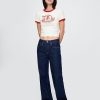 T-shirt rimpicciolita con grafica in jersey di cotone