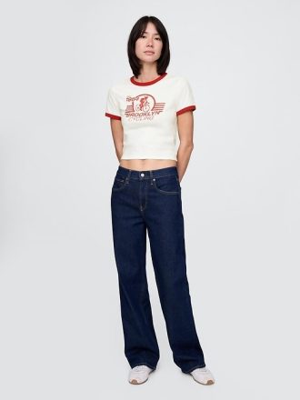 T-shirt rimpicciolita con grafica in jersey di cotone