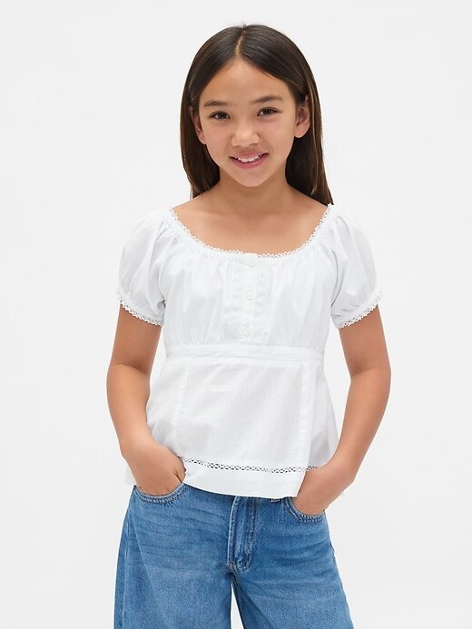 Top aderente con maniche a sbuffo per bambini Top aderente con maniche a sbuffo per bambini