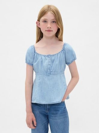Top babydoll in denim per bambini