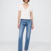 Top con scollo a V in pizzo misto lino Top con scollo a V in pizzo misto lino