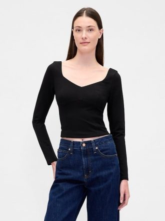 Top corto con scollo a cuore Ponte