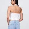 Top corto con scollo all’americana in maglia stretta